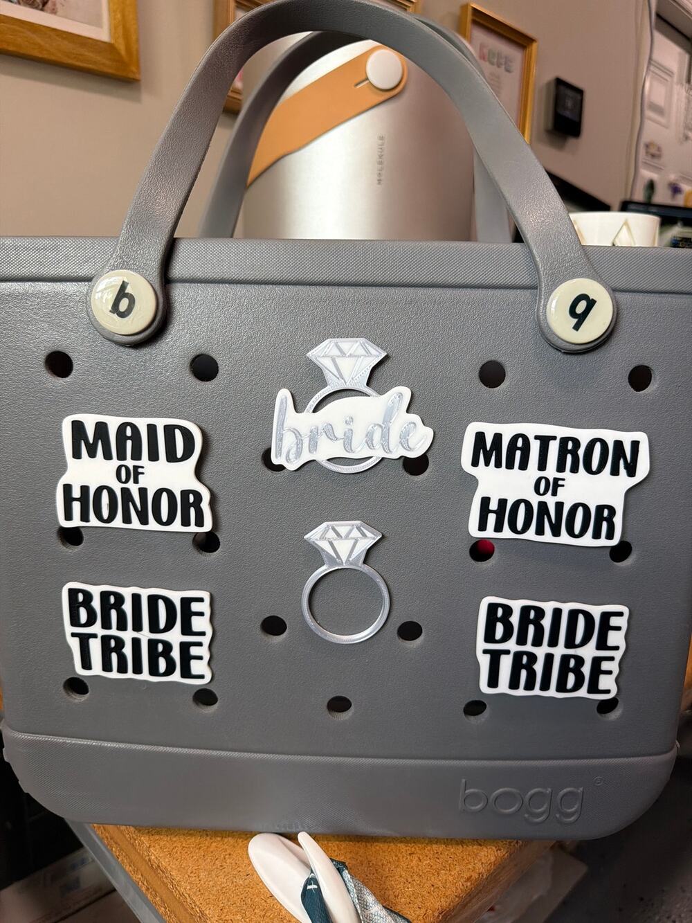 Lot of 6 Slightly Imperfect Bridal Wedding Themed Bogg Bag Charms